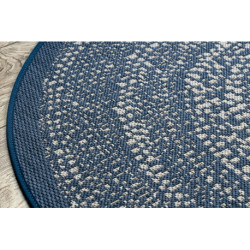 Dywan koło SZNURKOWY SIZAL FLAT 48834591 Kropki, niebieski koło 120cm