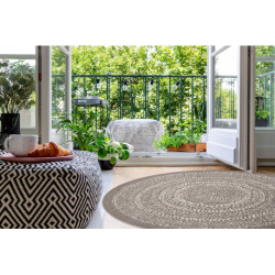 Dywan koło SZNURKOWY SIZAL FLAT 48834686 Kropki, beż koło 120cm