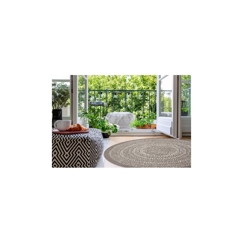 Dywan koło SZNURKOWY SIZAL FLAT 48834686 Kropki, beż koło 120cm