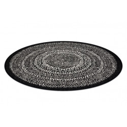 Dywan koło SZNURKOWY SIZAL FLAT 48834690 Kropki, czarny koło 120cm
