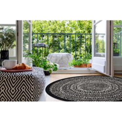 Dywan koło SZNURKOWY SIZAL FLAT 48834690 Kropki, czarny koło 120cm Dywan koło SZNURKOWY SIZAL FLAT 48834690 Kropki, czarny koło 120cm