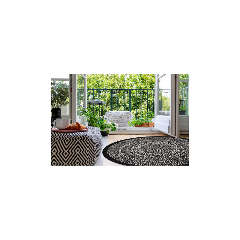 Dywan koło SZNURKOWY SIZAL FLAT 48834690 Kropki, czarny koło 120cm Dywan koło SZNURKOWY SIZAL FLAT 48834690 Kropki, czarny koło 120cm
