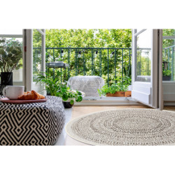 Dywan koło SZNURKOWY SIZAL FLAT 48834866 Kropki, krem koło 120cm
