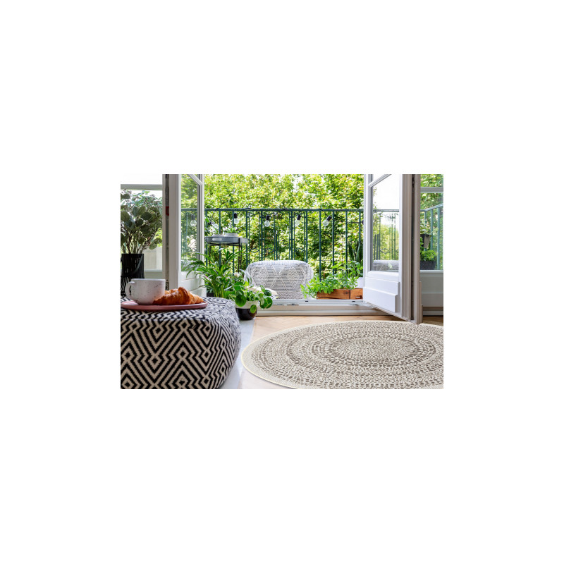 Dywan koło SZNURKOWY SIZAL FLAT 48834866 Kropki, krem koło 120cm