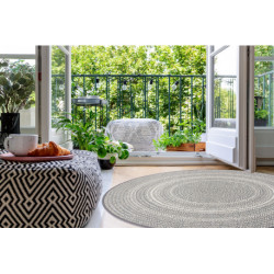 Dywan koło SZNURKOWY SIZAL FLAT 48837637 Boho, warkocz, plecionka szary koło 120cm