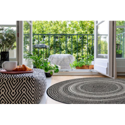 Dywan koło SZNURKOWY SIZAL FLAT 48837690 Boho, warkocz, plecionka czarny koło 120cm