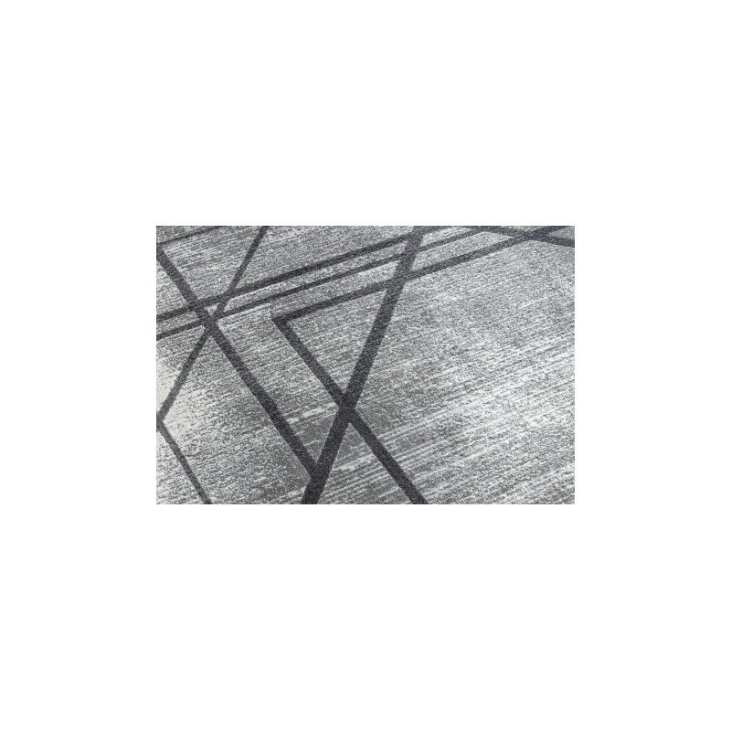 Dywan NOBLE nowoczesny 1520 45 Przecierany, geometryczny, linie - Strukturalny, dwa poziomy runa szary 80x150cm