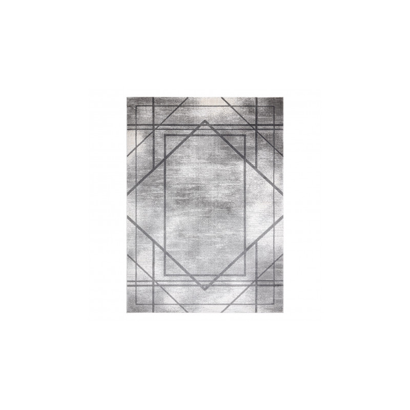 Dywan NOBLE nowoczesny 1520 45 Przecierany, geometryczny, linie - Strukturalny, dwa poziomy runa szary 140x190cm