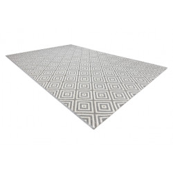 Dywan SZNURKOWY SIZAL FLAT 48607637 Kwadraty, romby szary / krem 80x150cm
