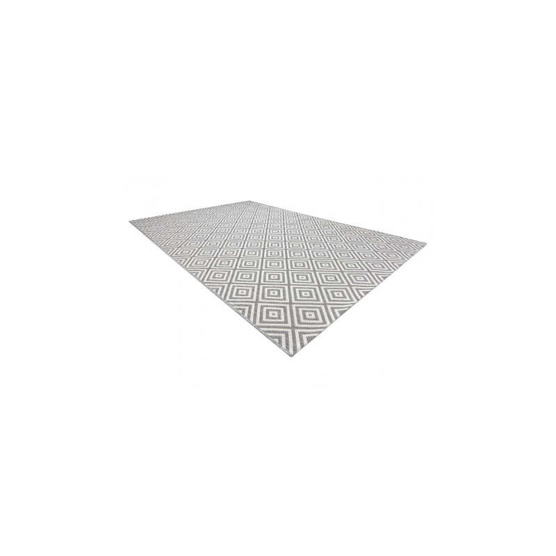 Dywan SZNURKOWY SIZAL FLAT 48607637 Kwadraty, romby szary / krem 80x150cm
