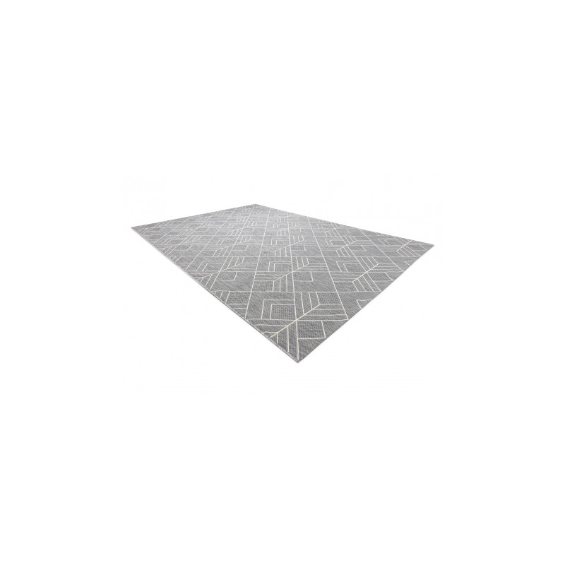 Dywan SZNURKOWY SIZAL FLAT 48731637 Kwadraty, romby, geometryczny szary / krem 120x170cm