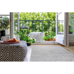 Dywan SZNURKOWY SIZAL FLAT 48731637 Kwadraty, romby, geometryczny szary / krem 200x290cm