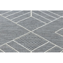 Dywan SZNURKOWY SIZAL FLAT 48731637 Kwadraty, romby, geometryczny szary / krem 200x290cm