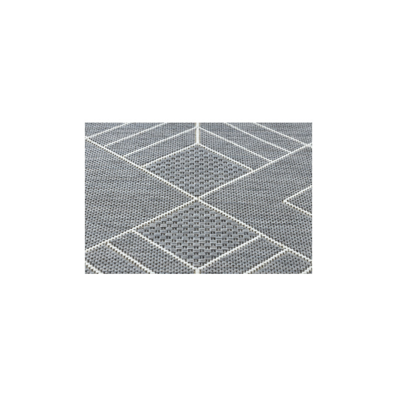 Dywan SZNURKOWY SIZAL FLAT 48731637 Kwadraty, romby, geometryczny szary / krem 200x290cm