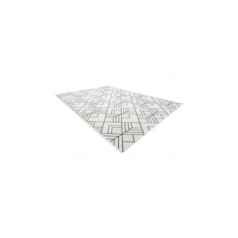 Dywan SZNURKOWY SIZAL FLAT 48731960 Kwadraty, romby, geometryczny krem / szary  140x200cm