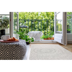 Dywan SZNURKOWY SIZAL FLAT 48832367 Koła, kropki krem / szary  160x230cm