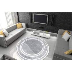 Dywan GLOSS koło nowoczesny 2813 27 stylowy, ramka, grecki szary koło 120cm