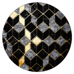 Dywan GLOSS koło nowoczesny 400B 86 stylowy, glamour, art deco, 3D geometryczny czarny / złoty koło 200cm