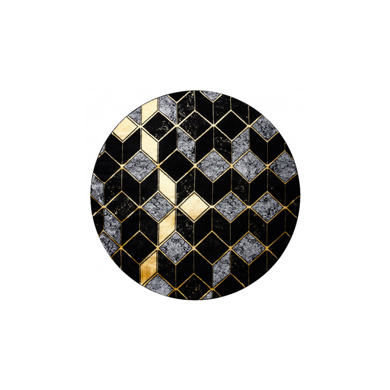 Dywan GLOSS koło nowoczesny 400B 86 stylowy, glamour, art deco, 3D geometryczny czarny / złoty koło 200cm