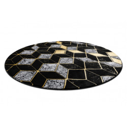Dywan GLOSS koło nowoczesny 400B 86 stylowy, glamour, art deco, 3D geometryczny czarny / złoty koło 200cm