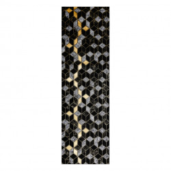 Dywan, Chodnik GLOSS nowoczesny 400B 86 stylowy, glamour, art deco, 3D geometryczny czarny / złoty 60x250cm