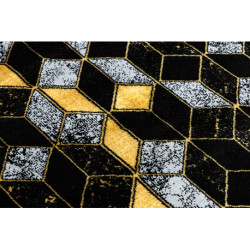 Dywan, Chodnik GLOSS nowoczesny 400B 86 stylowy, glamour, art deco, 3D geometryczny czarny / złoty 80x200cm