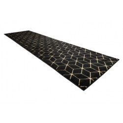 Dywan, Chodnik GLOSS nowoczesny 409C 86 Sześcian, stylowy, glamour, art deco czarny / złoty 60x200cm Dywan, Chodnik GLOSS nowoczesny 409C 86 Sześcian, stylowy, glamour, art deco czarny / złoty 60x200cm