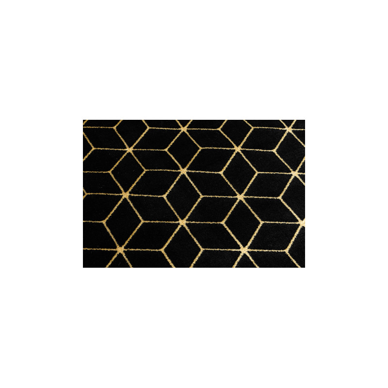 Dywan, Chodnik GLOSS nowoczesny 409C 86 Sześcian, stylowy, glamour, art deco czarny / złoty  70x300cm