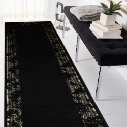 Dywan, Chodnik GLOSS nowoczesny 408C 86 Ramka stylowy, glamour, art deco czarny / złoty 80x300cm
