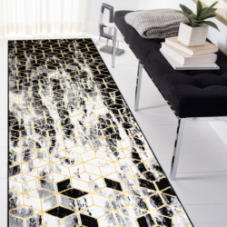 Dywan, Chodnik GLOSS nowoczesny 409A 82 Sześcian, stylowy, glamour, art deco czarny / szary / złoty 60x250cm Dywan, Chodnik GLOSS nowoczesny 409A 82 Sześcian, stylowy, glamour, art deco czarny / szary / złoty 60x250cm