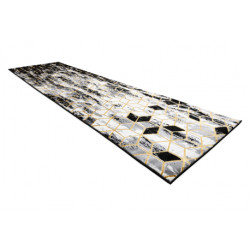 Dywan, Chodnik GLOSS nowoczesny 409A 82 Sześcian, stylowy, glamour, art deco czarny / szary / złoty  70x250cm