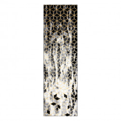 Dywan, Chodnik GLOSS nowoczesny 409A 82 Sześcian, stylowy, glamour, art deco czarny / szary / złoty 70x300cm