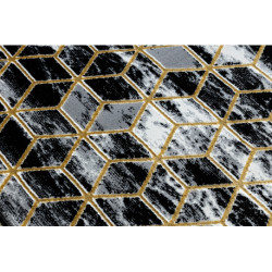 Dywan, Chodnik GLOSS nowoczesny 409A 82 Sześcian, stylowy, glamour, art deco czarny / szary / złoty  70x300cm