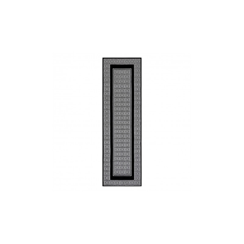 Dywan, Chodnik GLOSS nowoczesny 6776 85 stylowy, ramka, grecki czarny / kość słoniowa 70x300cm