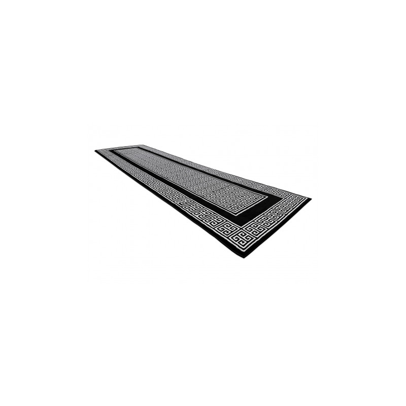 Dywan, Chodnik GLOSS nowoczesny 6776 85 stylowy, ramka, grecki czarny / kość słoniowa 70x300cm