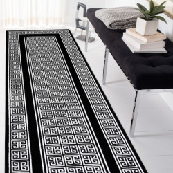 Dywan, Chodnik GLOSS nowoczesny 6776 85 stylowy, ramka, grecki czarny / kość słoniowa 70x300cm