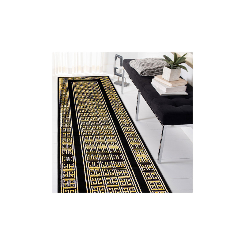 Dywan, Chodnik GLOSS nowoczesny 6776 86 stylowy, ramka, grecki czarny / złoty 60x200cm Dywan, Chodnik GLOSS nowoczesny 6776 86 stylowy, ramka, grecki czarny / złoty 60x200cm