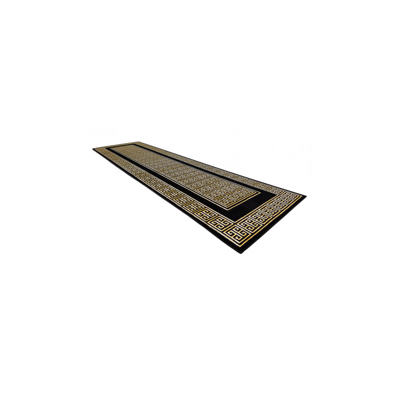 Dywan, Chodnik GLOSS nowoczesny 6776 86 stylowy, ramka, grecki czarny / złoty 70x200cm