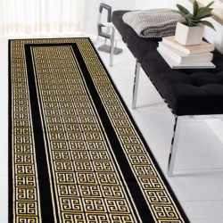 Dywan, Chodnik GLOSS nowoczesny 6776 86 stylowy, ramka, grecki czarny / złoty 70x200cm