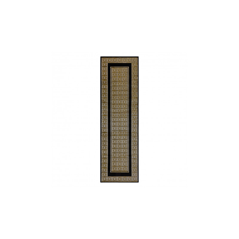 Dywan, Chodnik GLOSS nowoczesny 6776 86 stylowy, ramka, grecki czarny / złoty 80x250cm