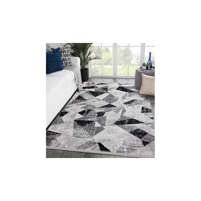 Dywan TULS nowoczesny, strukturalny, frędzle 51211 Geometryczny antracyt 280x370cm Dywan TULS nowoczesny, strukturalny, frędzle 51211 Geometryczny antracyt 280x370cm