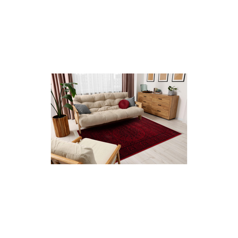 Dywan ORIENT 6039 bordo / czarny Ramka, rozeta, orientalny, z frędzlami 150x230cm Dywan ORIENT 6039 bordo / czarny Ramka, rozeta, orientalny, z frędzlami 150x230cm