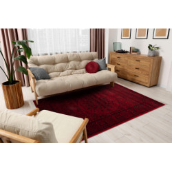 Dywan ORIENT 6039 bordo / czarny Ramka, rozeta, orientalny, z frędzlami  180x270cm