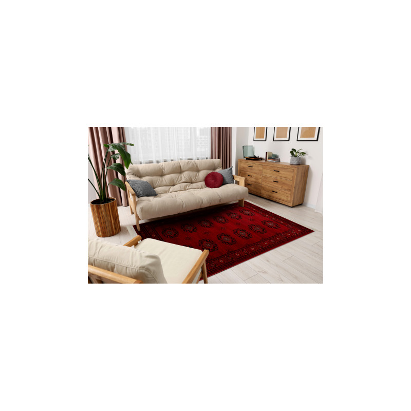 Dywan ORIENT 6871 bordo / czarny Ramka, klasyczny, ornament, z frędzlami  150x230cm