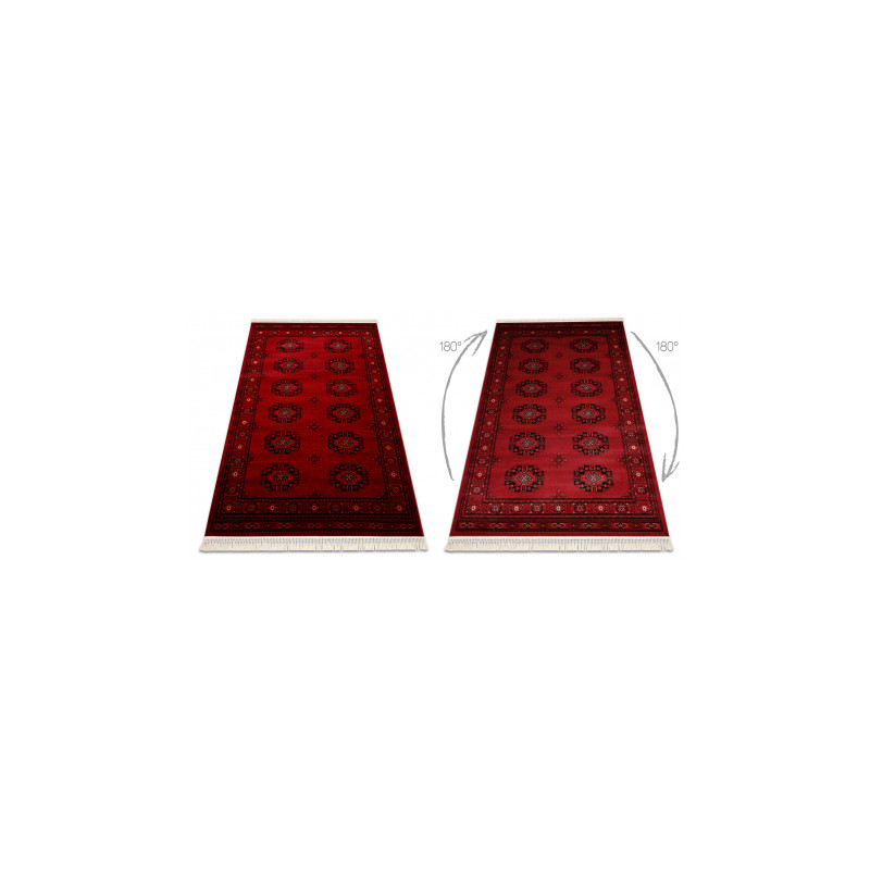 Dywan ORIENT 6871 bordo / czarny Ramka, klasyczny, ornament, z frędzlami  250x350cm