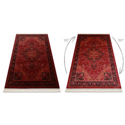 Dywan ORIENT Y307 bordo / czarny Ramka, klasyczny, ornament, z frędzlami  300x40cm