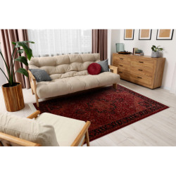 Dywan ORIENT Y307 bordo / czarny Ramka, klasyczny, ornament, z frędzlami  300x40cm