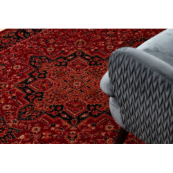 Dywan ORIENT Y307 bordo / czarny Ramka, klasyczny, ornament, z frędzlami  300x40cm