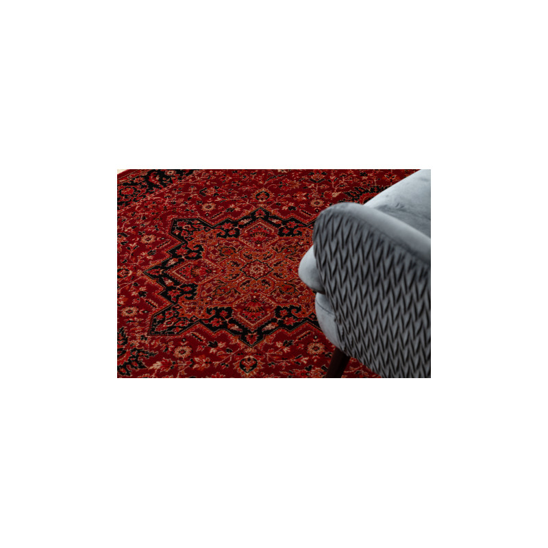 Dywan ORIENT Y307 bordo / czarny Ramka, klasyczny, ornament, z frędzlami  300x40cm