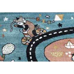 Dywan FUN Route dla dzieci, ulica, zwierzęta niebieski 160x220cm